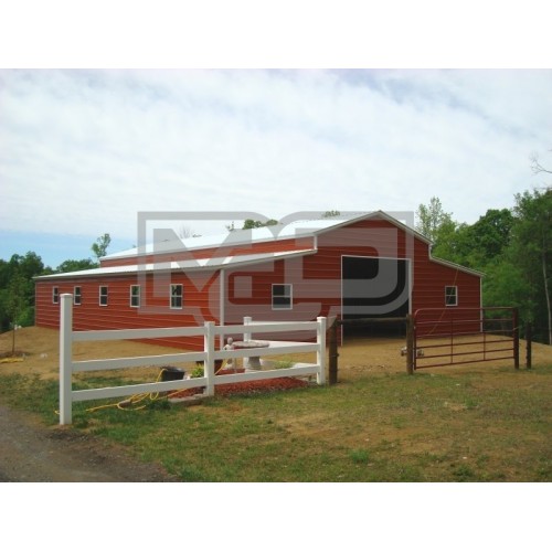 Raised Center Aisle Barn | Vertical Roof | 42W x 41L x 12H | Enclosed Barn
