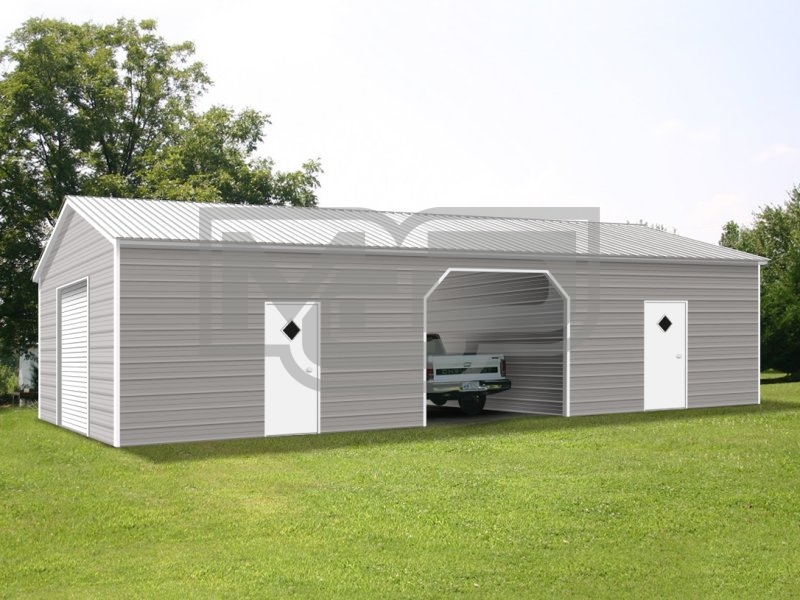 Enclosed Steel Building | Vertical Roof | 24W x 51L x 9H | Metal Garage Enclosed Steel Building | Vertical Roof | 24W x 51L x 9H | Metal Garage