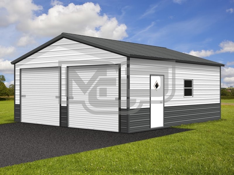 2-Car Enclosed Garage | Vertical Roof | 22W x 26L x 9H 2-Car Enclosed Garage | Vertical Roof | 22W x 26L x 9H