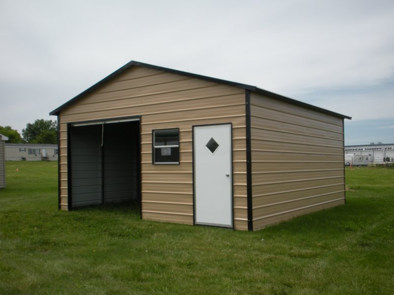 Garage | Boxed Eave Roof | 18W x 21L x 8H | Metal Storage Building