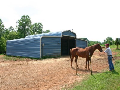 Metal Horse Barn | Regular Roof | 36W x 26L x 9H | Shelter