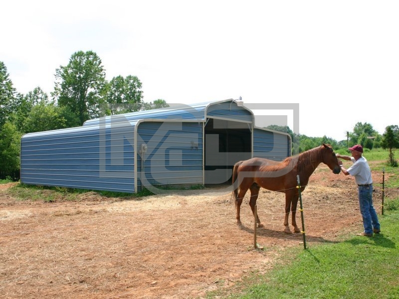 Metal Horse Barn | Regular Roof | 36W x 26L x 9H | Shelter