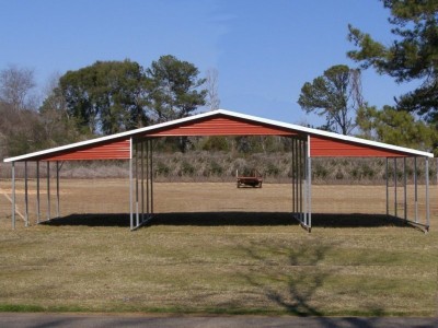 Barn Shelter | Boxed Eave Roof | 42W x 21L x 10H | Continuous Roof