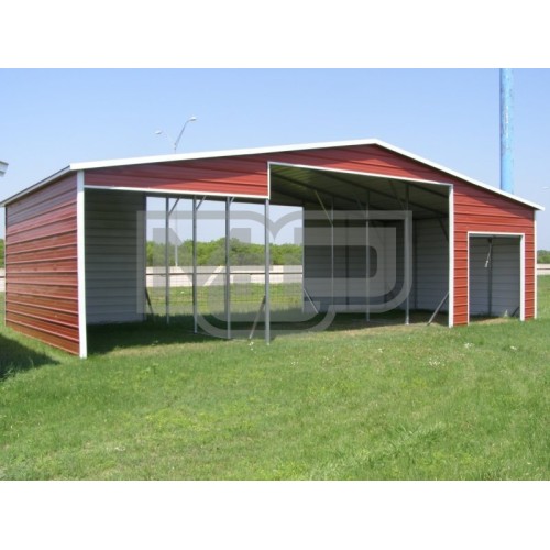 Metal Barn Shelter | Boxed Eave Roof | 42W x 21L x 12H | Continuous Roof