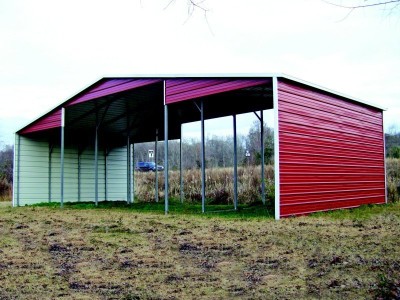 Metal Barn Shelter | Boxed Eave Roof | 44W x 21L x 12H | Continuous Roof