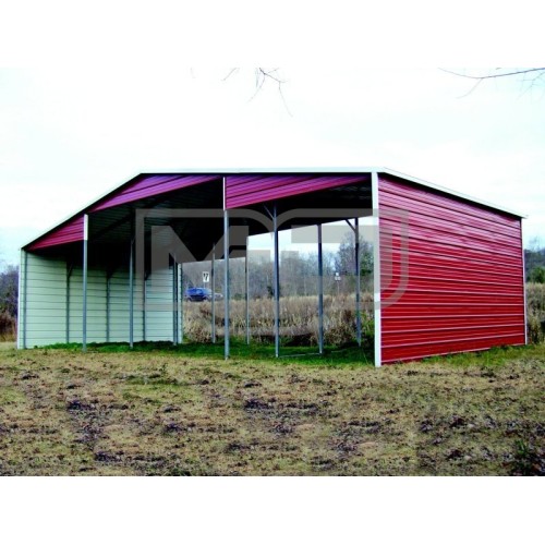 Metal Barn Shelter | Boxed Eave Roof | 44W x 21L x 12H | Continuous Roof