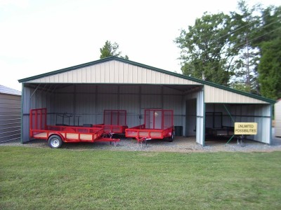 All-Steel Barn Shelter | Vertical Roof | 42W x 21L x 10H | Continuous Roof