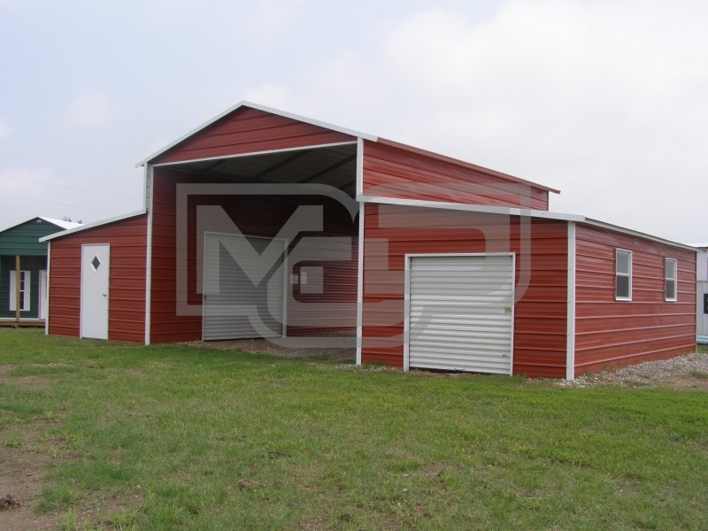Metal Barn | Boxed Eave Roof | 42W x 31L x 12H | Raised Center Aisle