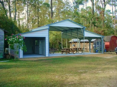 Metal Carolina Barn | Boxed Eave Roof | 42W x 21L x 12H | Raised Center Aisle