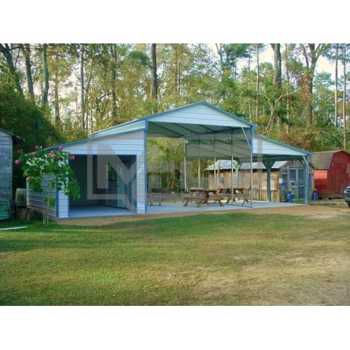 Metal Carolina Barn | Boxed Eave Roof | 42W x 21L x 12H | Raised Center Aisle