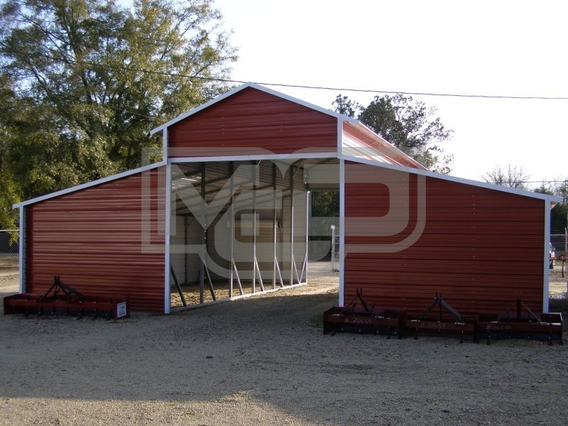 Horse Barn | Boxed Eave Roof | 42W x 31L x 12H | Raised Center Aisle