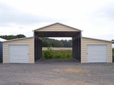Metal Carolina Barn | Boxed Eave Roof | 42W x 26L x 12H | Raised Center Aisle