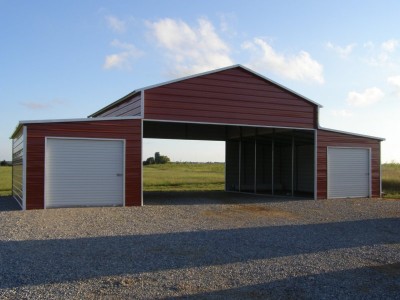 Carolina Style Barn | Boxed Eave Roof | 48W x 26L x 12H | Raised Center Aisle