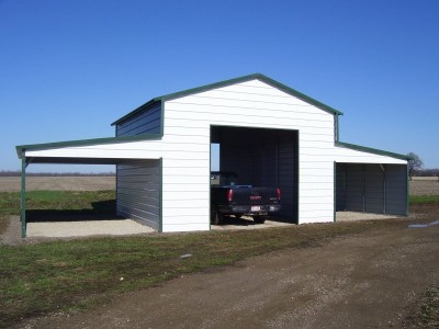 Raised Center Aisle Barn | Vertical Roof | 42W x 26L x 12H | Metal Shelter