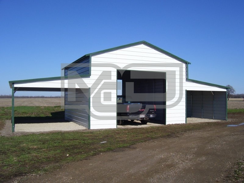 Raised Center Aisle Barn | Vertical Roof | 42W x 26L x 12H | Metal Shelter