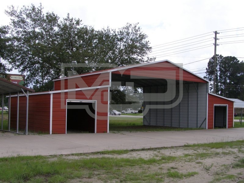 Metal Barn Lean-to Sheds | Boxed Eave Roof | 52W x 31L x 12H | Carolina Barn Metal Barn Lean-to Sheds | Boxed Eave Roof | 52W x 31L x 12H | Carolina Barn