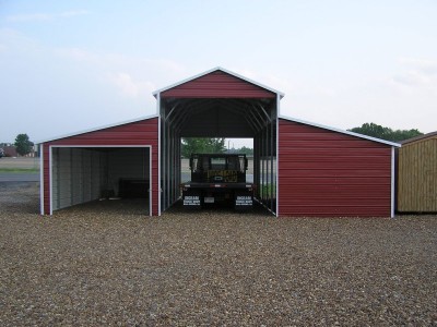 Metal Horse Barn | Boxed Eave Roof | 36W x 31L x 12H | Raised Center Aisle