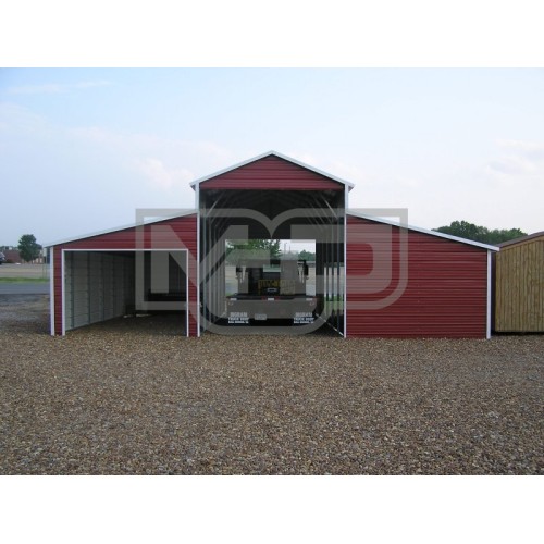 Metal Horse Barn | Boxed Eave Roof | 36W x 31L x 12H | Raised Center Aisle