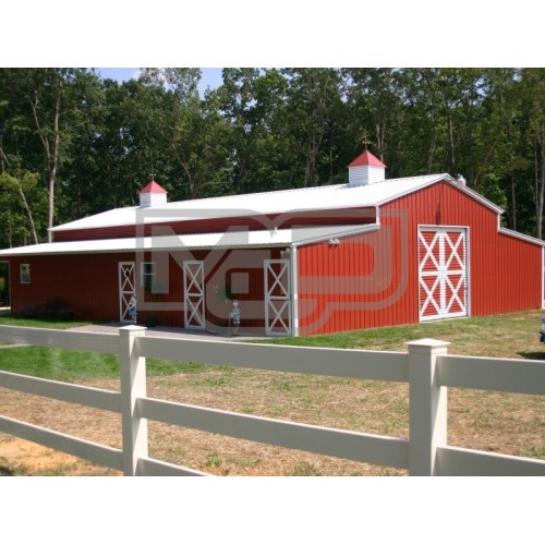 Enclosed Metal Barn | Vertical Roof | 44W x 41L x 12H | Carolina Barn