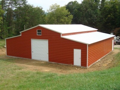 Enclosed Carolina Style Barn | Vertical Roof | 44W x 36L x 12H | Metal Barn