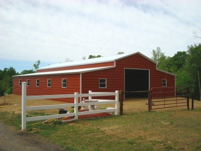 Raised Center Aisle Barn | Vertical Roof | 42W x 41L x 12H | Enclosed Barn