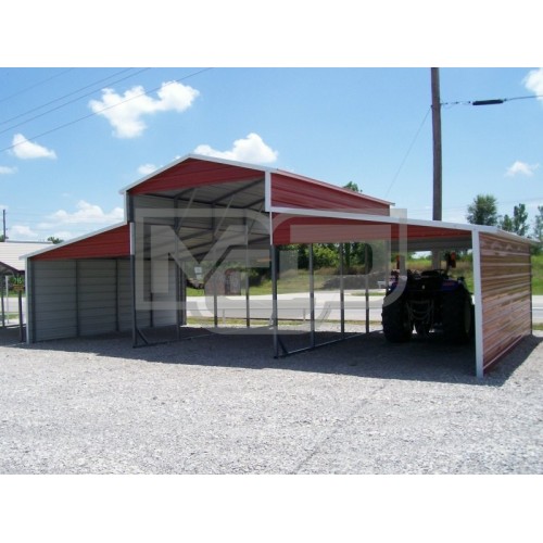 Carolina Metal Barn | Boxed Eave Roof | 36W x 21L x 12H | Raised Center Section