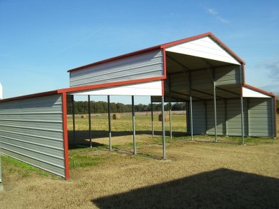 Metal Barn Structure | Boxed Eave Roof | 44W x 21L x 12H | Barn Shelter