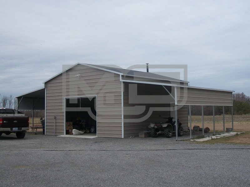 Enclosed Metal Barn | Boxed Eave Roof | 48W x 26L x 12H | Barn Building