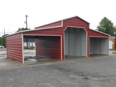 Metal Horse Barn | Boxed Eave Roof | 36W x 26L x 12H | Raised Center Barn