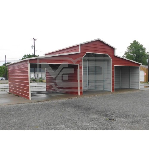 Metal Horse Barn | Boxed Eave Roof | 36W x 26L x 12H | Raised Center Barn