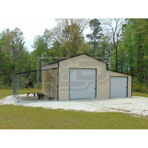 Enclosed Steel Barn | Boxed Eave Roof | 42W x 21L x 12H | Raised Center Aisle 