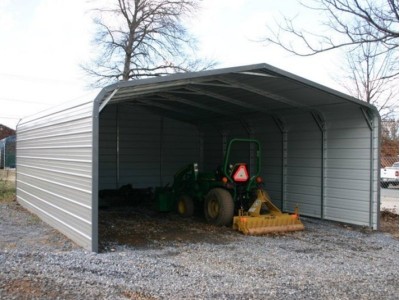 Carport | Regular Roof | 18W x 21L x 6H` | Both Sides Closed | Back End Closed