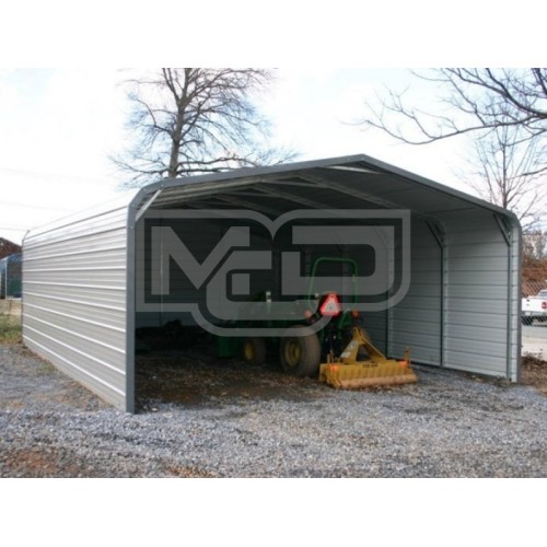 Carport | Regular Roof | 18W x 21L x 6H` | Both Sides Closed | Back End Closed