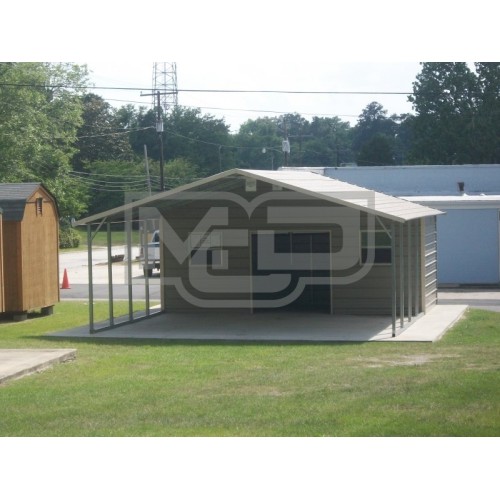 Carport | Boxed Eave Roof | 22W x 26L x 7H Utility Carport Combo