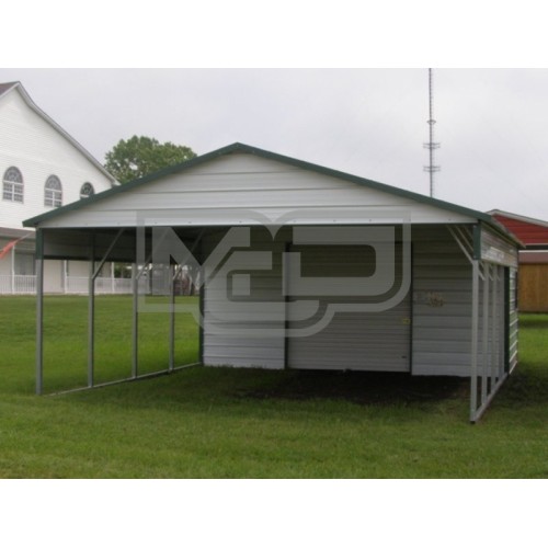 Carport | Boxed Eave Roof | 24W x 26L x 8H Utility Carport Combo