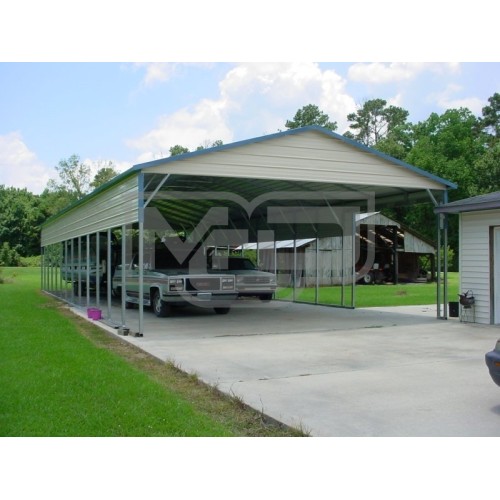 Carport | Vertical Roof | 24W x 61L x 10H | 2 Panels | 2 Gables