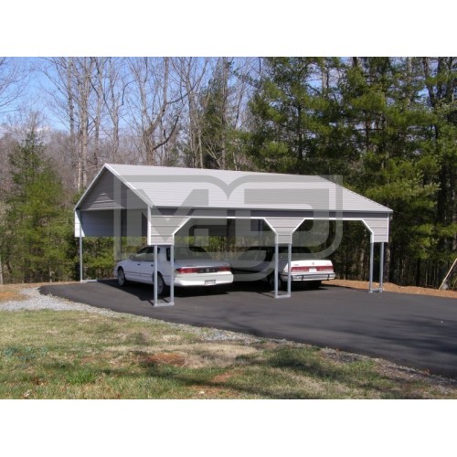 Carport | Boxed Eave Roof | 22W x 26L x 8H` | 2 Gables | 2 3' Panels