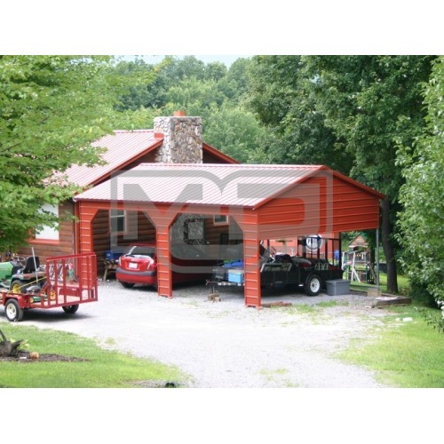 Carport | Vertical Roof | 22W x 26L x 9H` | 1 Extended Gable | Side Entry