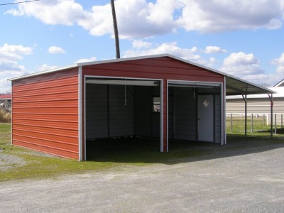 Garage | Boxed Eave Roof | 20W x 26L x 9H |  Metal Garage with Lean-to