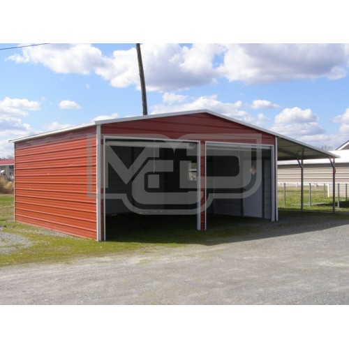 Garage | Boxed Eave Roof | 20W x 26L x 9H |  Metal Garage with Lean-to