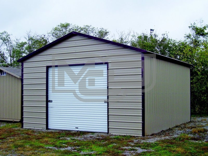 Garage | Boxed Eave Roof | 18W x 26L x 9H | 1-Car Metal Garage Garage | Boxed Eave Roof | 18W x 26L x 9H | 1-Car Metal Garage