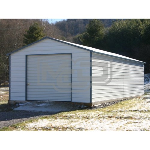 Garage | Boxed Eave Roof | 18W x 26L x 8H |  Single Car Metal Garage