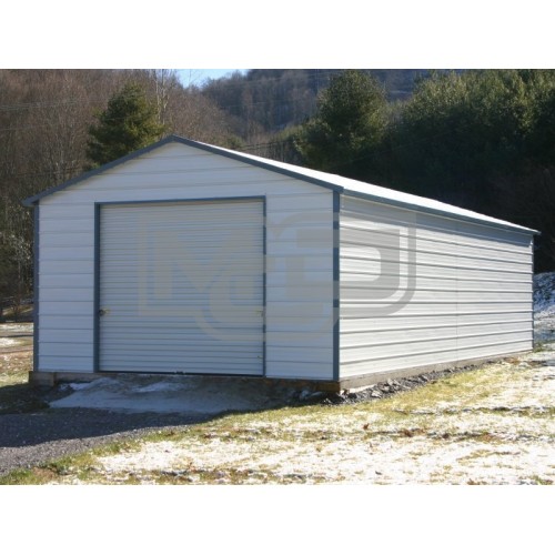 Garage | Boxed Eave Roof | 18W x 26L x 8H |  Single Car Metal Garage