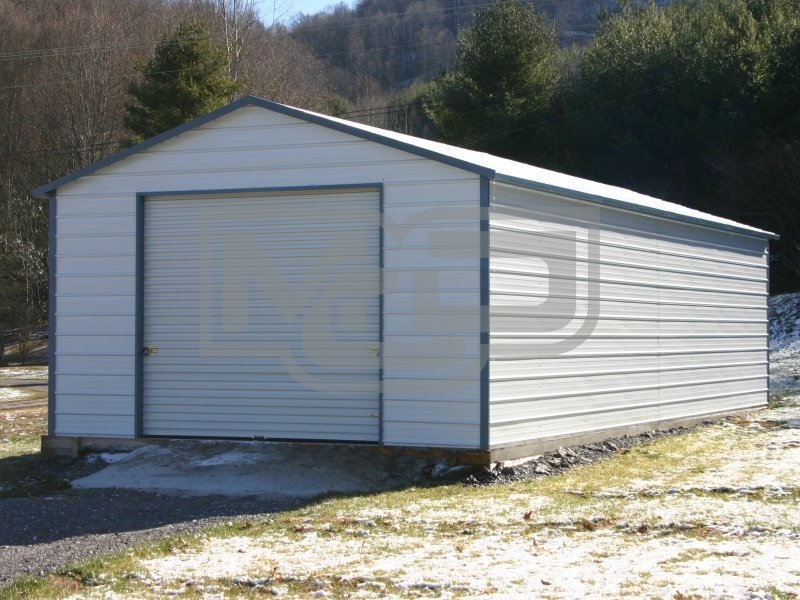 Garage | Boxed Eave Roof | 18W x 26L x 8H |  Single Car Metal Garage