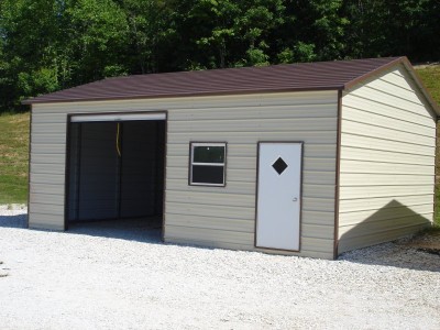 Garage | Boxed Eave Roof | 22W x 26L x 9H | Side Entry Metal Garage