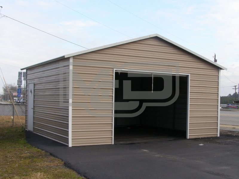 Garage | Boxed Eave Roof | 20W x 21L x 9H |  Metal Garage for 1 Car