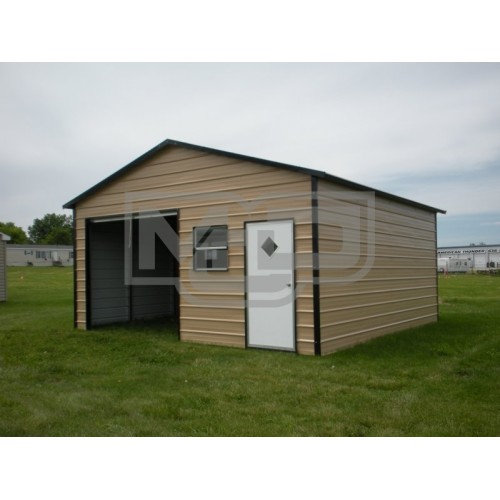 Garage | Boxed Eave Roof | 18W x 21L x 8H |  Metal Storage Building