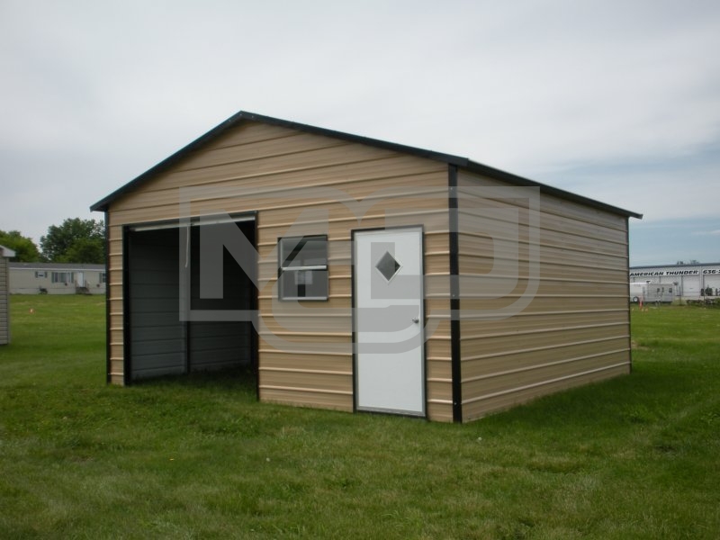 Garage | Boxed Eave Roof | 18W x 21L x 8H |  Metal Storage Building