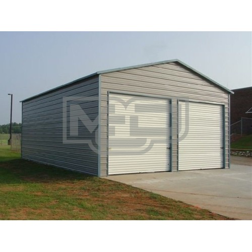 Garage | Boxed Eave Roof | 22W x 26L x 9H | Steel Garage Two Cars