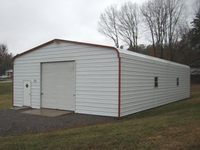Garage | Regular Roof | 24W x 36L x 10H |  Enclosed Metal Garage
